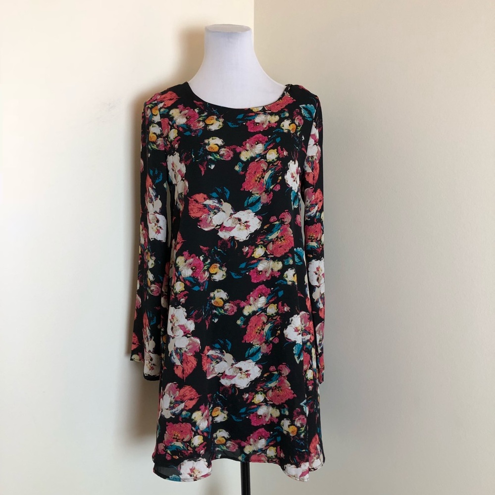 Leith Long Sleeve Floral Shift Dress Size S